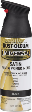 WL01 Rust-Oleum Rust-Oleum Universal 12 Oz. Satin Black Paint