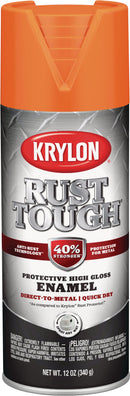 WL01 Krylon Krylon Rust Tough 12 Oz. Gloss Alkyd Enamel Spray Paint, Orange