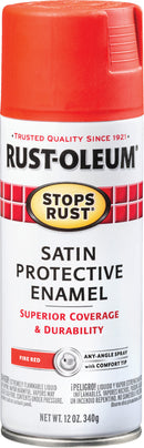 WL01 Rust-Oleum Rust-Oleum Stops Rust 12 Oz. Satin Fire Red Spray Paint Protective Enamel