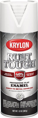 WL01 Krylon Krylon Rust Tough 12 Oz. Flat Alkyd Enamel Spray Paint, White