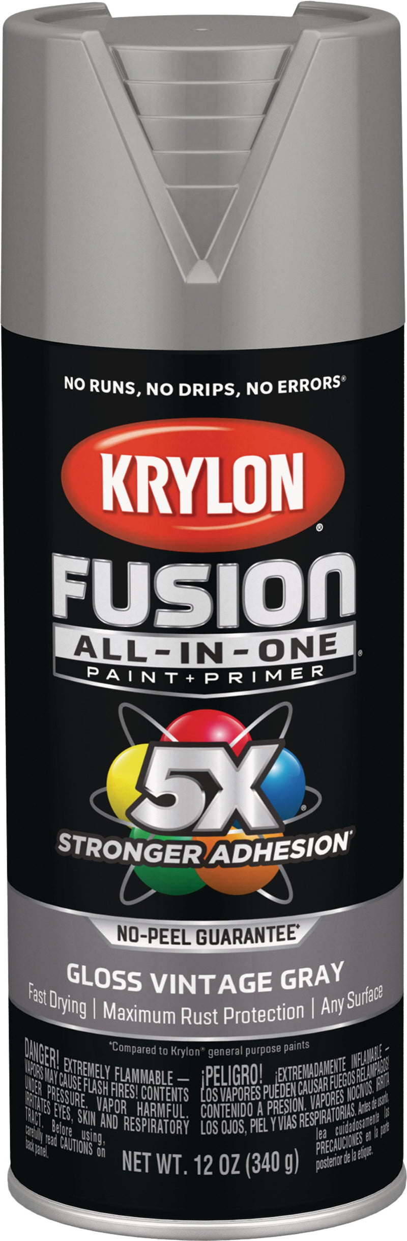 WL01 Krylon Krylon Fusion All-In-One Gloss Spray Paint & Primer, Vintage Gray
