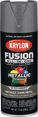 WL01 Krylon Krylon Fusion All-In-One Metallic Spray Paint & Primer, Dark Metal