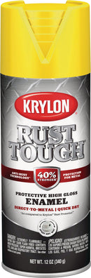 WL01 Krylon Krylon Rust Tough 12 Oz. Gloss Alkyd Enamel Spray Paint, Yellow
