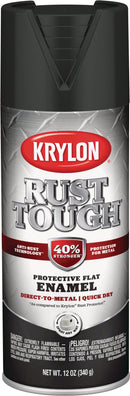 WL01 Krylon Krylon Rust Tough 12 Oz. Flat Alkyd Enamel Spray Paint, Black