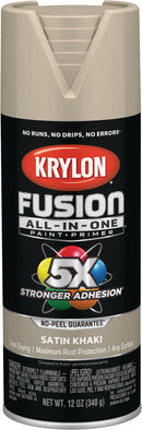 WL01 Krylon Krylon Fusion All-In-One Satin Spray Paint & Primer, Khaki