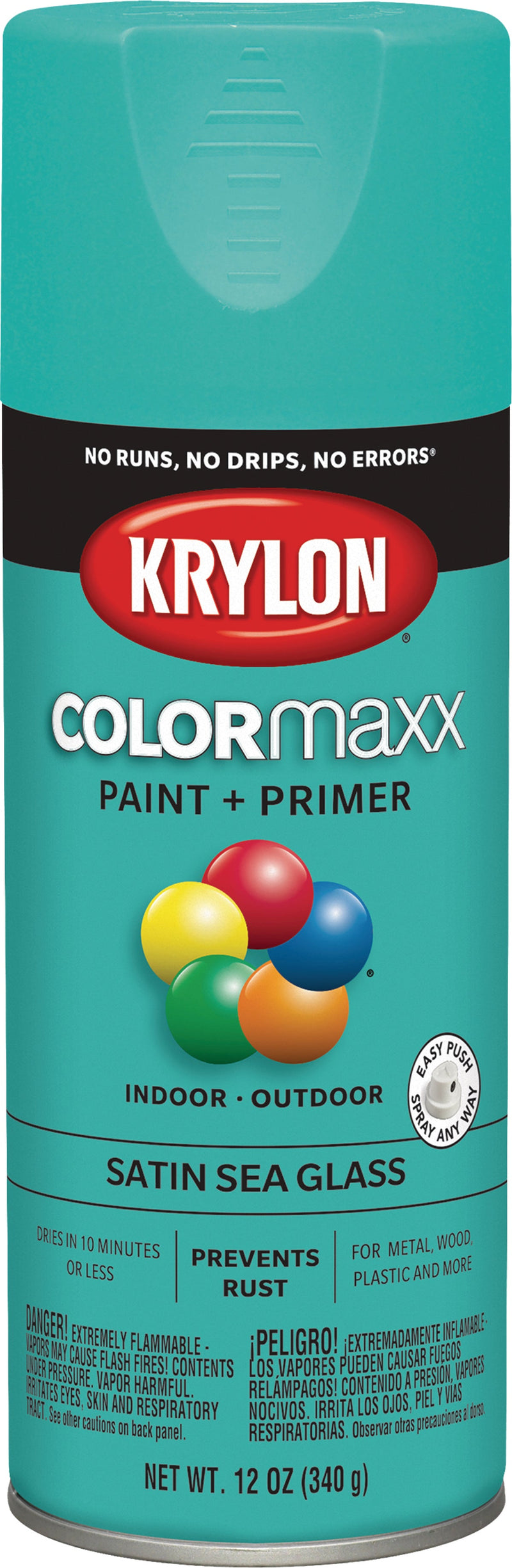 WL01 Krylon Krylon Colormaxx Satin Spray Paint & Primer, Sea Glass