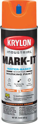 WL01 Krylon Krylon Mark-It 732008 Industrial WB Fluorescent Orange Inverted Marking Paint