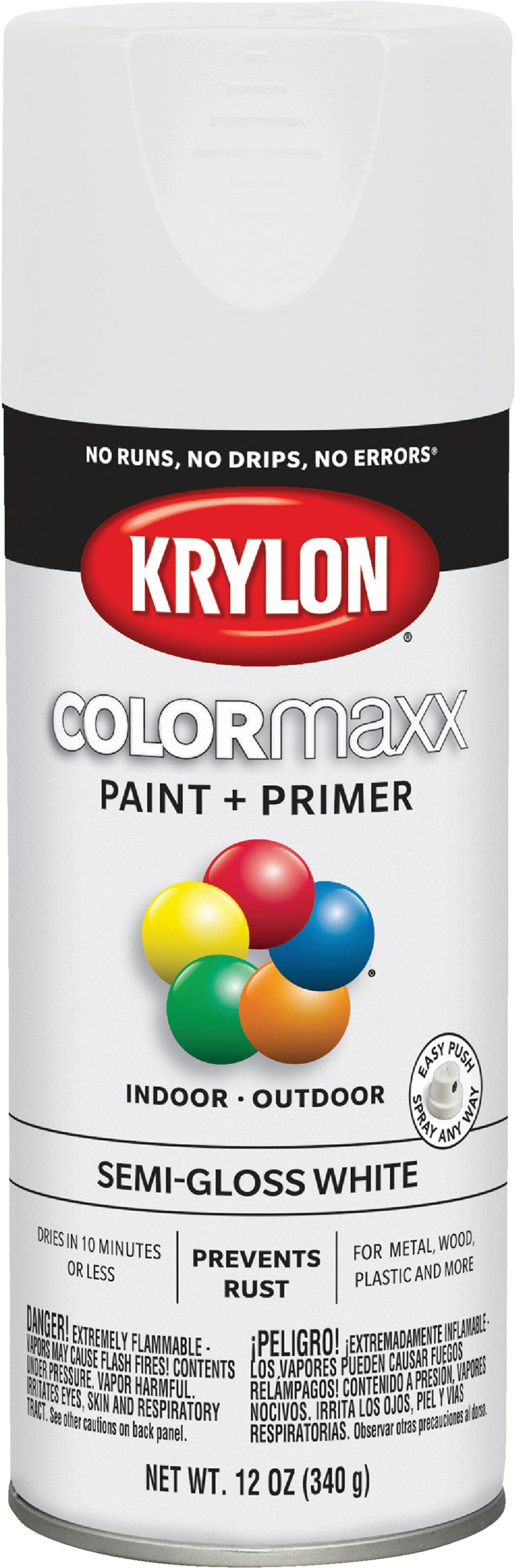 WL01 Krylon Krylon ColorMaxx 12 Oz. Semi-Gloss Spray Paint, White