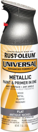 WL01 Rust-Oleum Rust-Oleum Universal 11 Oz. Metallic Flat All-Surface Spray Paint & Primer In One, Antique Nickel
