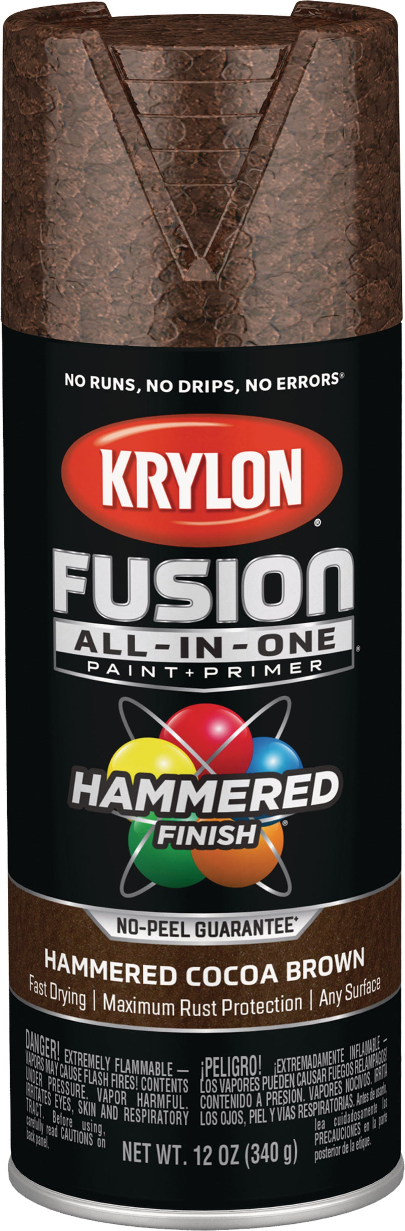 WL01 Krylon Krylon Fusion All-In-One Hammered Spray Paint & Primer, Cocoa Brown