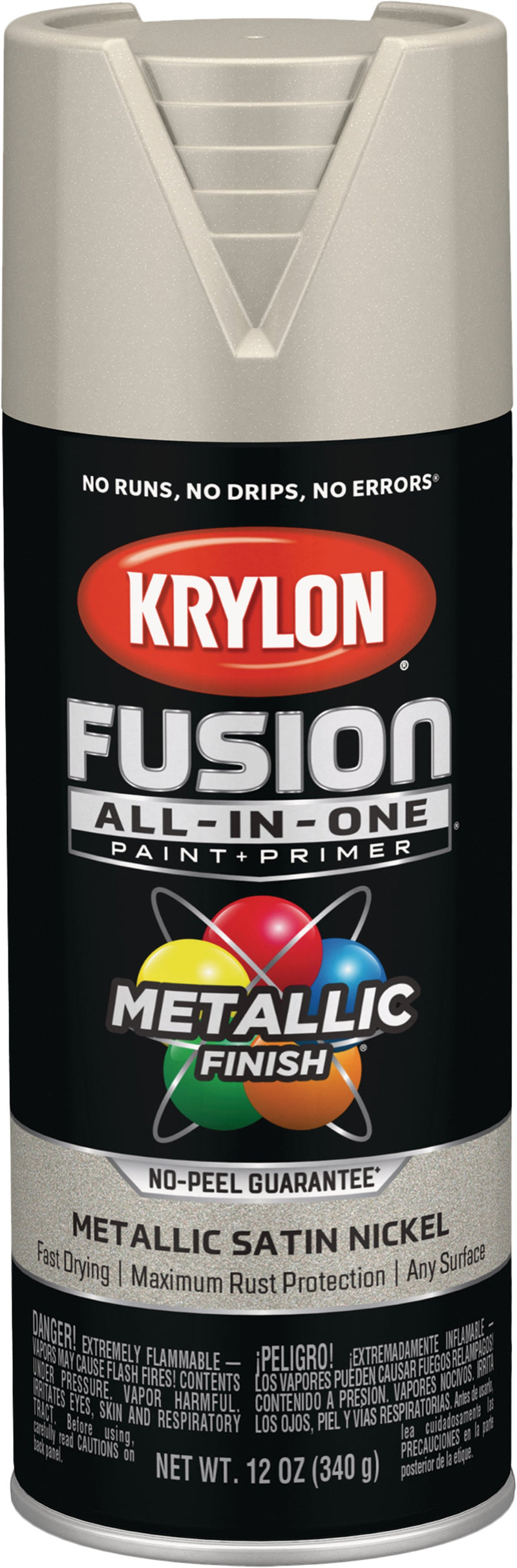 WL01 Krylon Krylon Fusion All-In-One Metallic Spray Paint & Primer, Satin Nickel