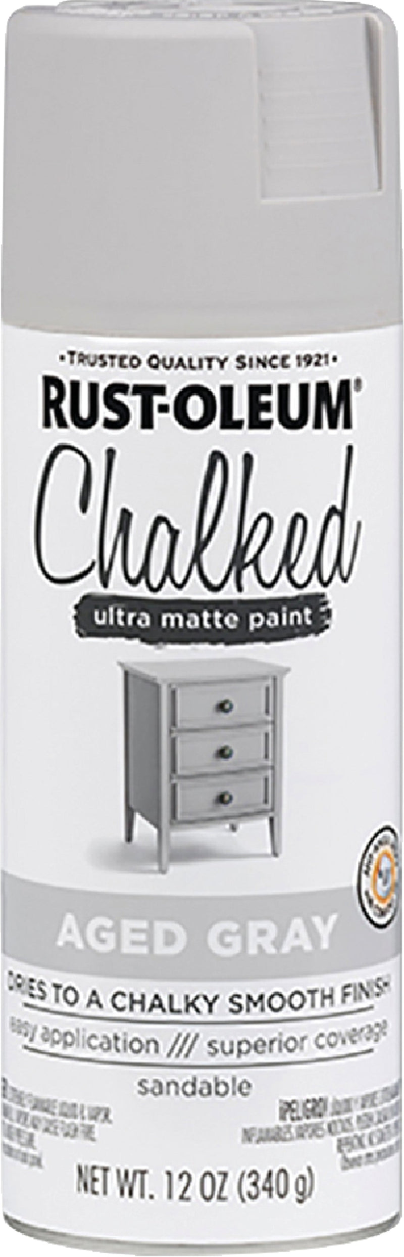 WL01 Rust-Oleum Rust-Oleum Chalked 12 Oz. Ultra Matte Spray Paint, Aged Gray