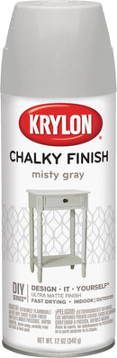 WL01 Krylon Krylon CHALKY FINISH 12 Oz. Ultra Matte Chalk Spray Paint, Misty Gray