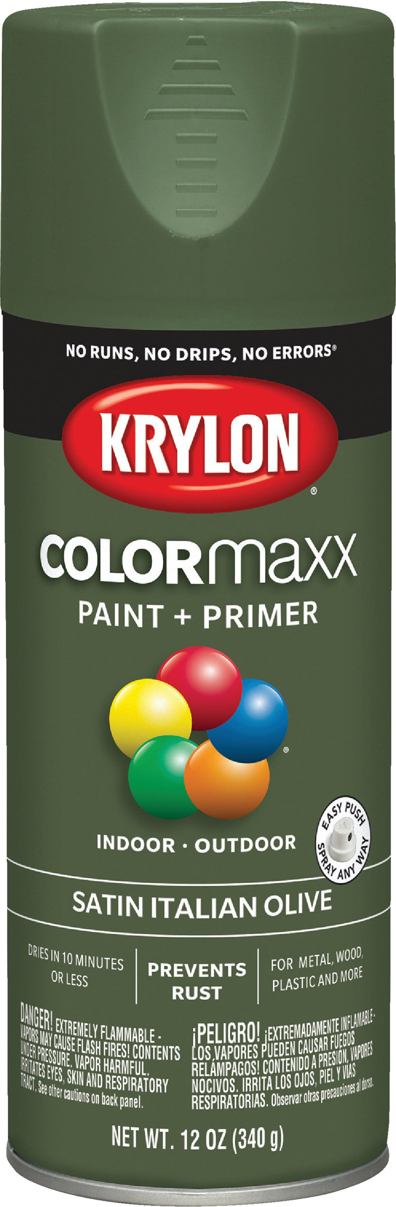 WL01 Krylon Krylon ColorMaxx 12 Oz. Satin Spray Paint, Italian Olive