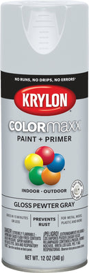 WL01 Krylon Krylon ColorMaxx 12 Oz. Gloss Spray Paint, Pewter Gray