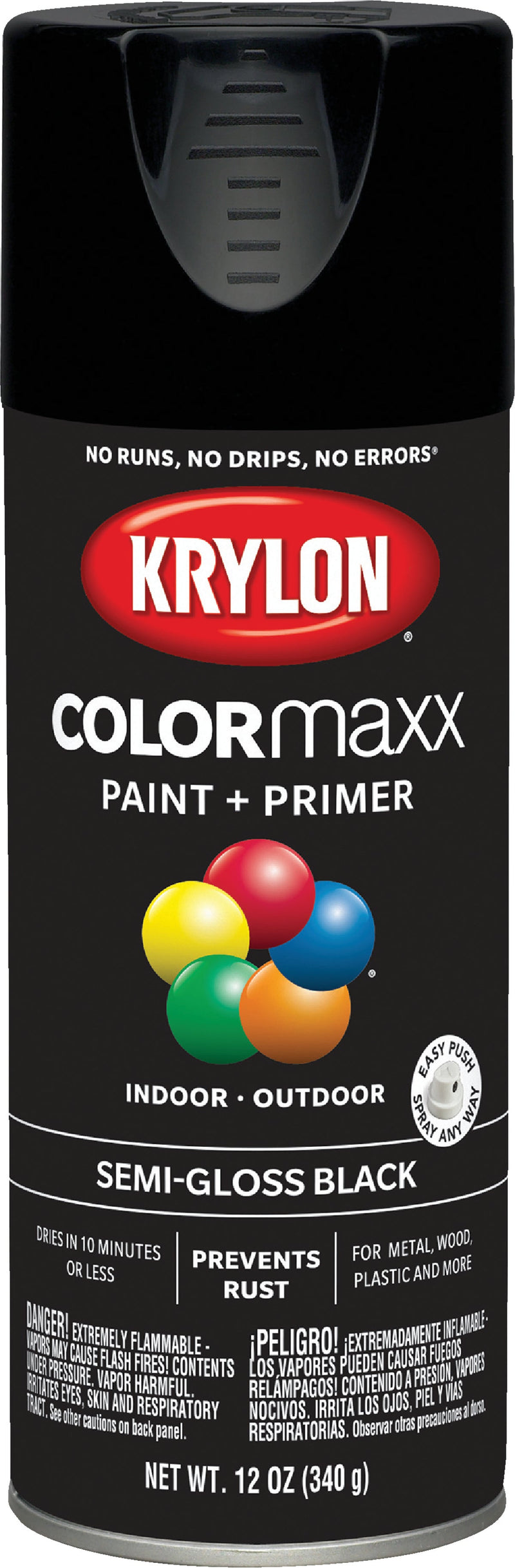 WL01 Krylon Krylon ColorMaxx 12 Oz. Semi-Gloss Spray Paint, Black