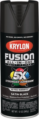 WL01 Krylon Krylon Fusion All-In-One Satin Spray Paint & Primer, Black
