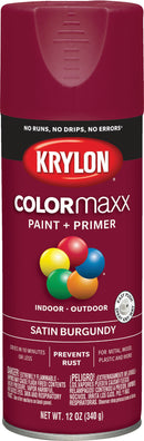 WL01 Krylon Krylon ColorMaxx 12 Oz. Satin Spray Paint, Burgundy