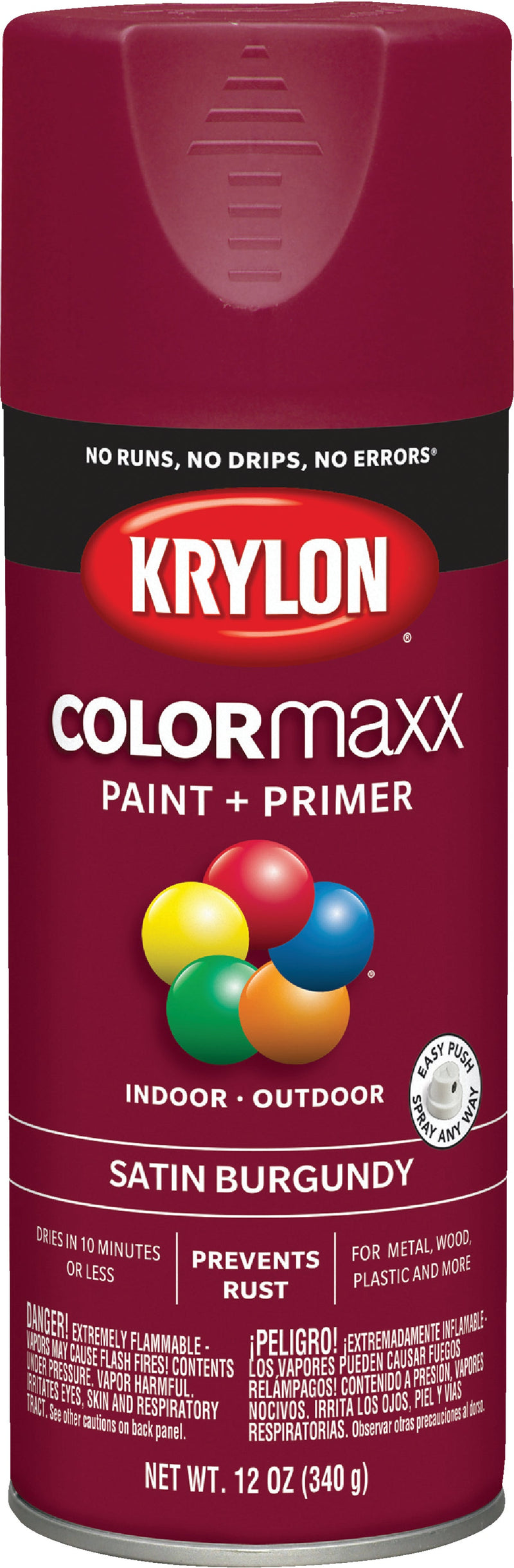 WL01 Krylon Krylon ColorMaxx 12 Oz. Satin Spray Paint, Burgundy