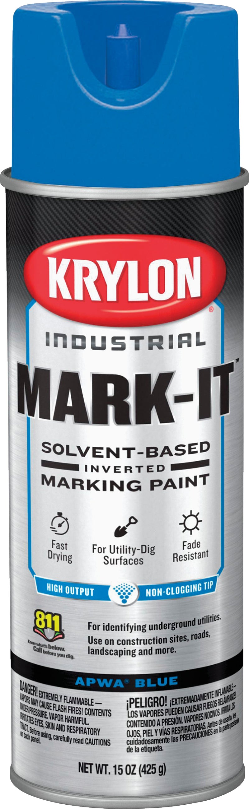 WL01 Krylon Krylon Mark-It 730308 Industrial SB APWA Blue Inverted Marking Paint