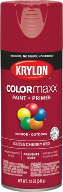 WL01 Krylon Krylon ColorMaxx 12 Oz. Gloss Spray Paint, Cherry Red