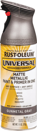 WL01 Rust-Oleum Rust-Oleum Universal 11 Oz. Matte Metallic Gunmetal Gray Spray Paint