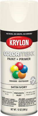 WL01 Krylon Krylon ColorMaxx 12 Oz. Satin Spray Paint, Ivory