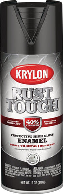 WL01 Krylon Krylon Rust Tough 12 Oz. Gloss Alkyd Enamel Spray Paint, Black