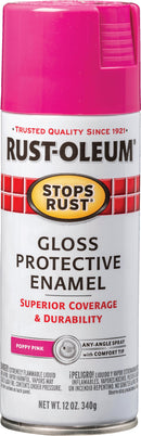WL01 Rust-Oleum Rust-Oleum Stops Rust 12 Oz. Gloss Poppy Pink Spray Paint Protective Enamel