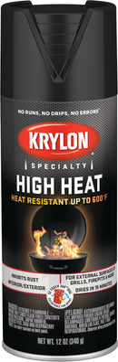 WL01 Krylon Krylon Flat Black 12 Oz. High Heat Spray Paint