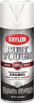 WL01 Krylon Krylon Rust Tough 12 Oz. Satin Alkyd Enamel Spray Paint, White