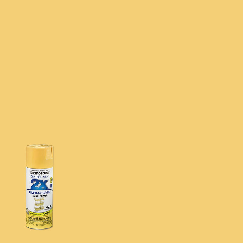 WL01 Rust-Oleum Rust-Oleum Painter's Touch 2X Ultra Cover 12 Oz. Gloss Paint + Primer Spray Paint, Warm Yellow