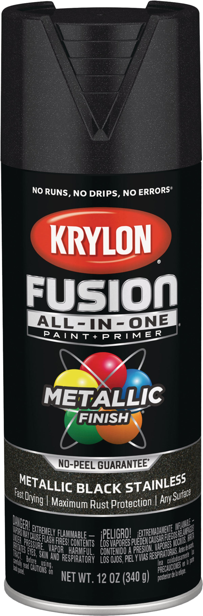 WL01 Krylon Krylon Fusion All-In-One Metallic Spray Paint & Primer, Black Stainless