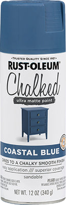 WL01 Rust-Oleum Rust-Oleum Chalked 12 Oz. Ultra Matte Spray Paint, Coastal Blue