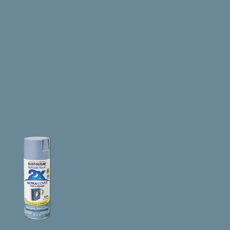 WL01 Rust-Oleum Rust-Oleum Painter's Touch 2X Ultra Cover 12 Oz. Satin Paint + Primer Spray Paint, Slate Blue
