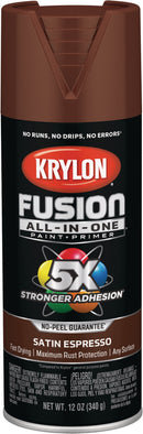 WL01 Krylon Krylon Fusion All-In-One Satin Spray Paint & Primer, Espresso