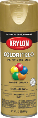 WL01 Krylon Krylon ColorMaxx 11 Oz. Metallic Gloss Spray Paint, Gold