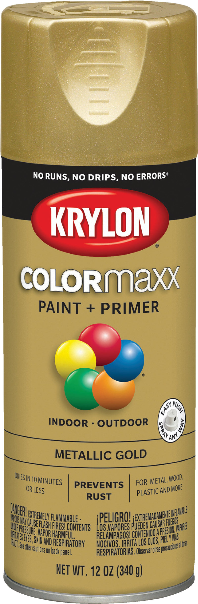 WL01 Krylon Krylon ColorMaxx 11 Oz. Metallic Gloss Spray Paint, Gold