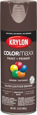 WL01 Krylon Krylon ColorMaxx 12 Oz. Gloss Spray Paint, Leather Brown