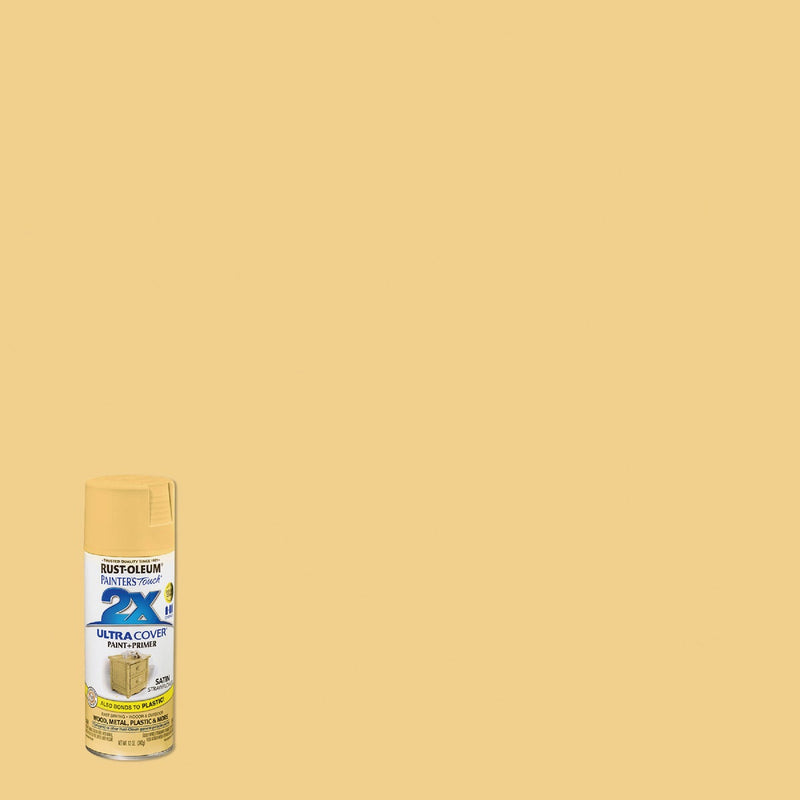 WL01 Rust-Oleum Rust-Oleum Painter's Touch 2X Ultra Cover 12 Oz. Satin Paint + Primer Spray Paint, Strawflower