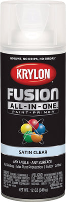 WL01 Krylon Krylon Fusion All-In-One Satin Spray Paint & Primer, Clear
