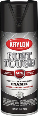 WL01 Krylon Krylon Rust Tough 12 Oz. Semi-Gloss Alkyd Enamel Spray Paint, Black