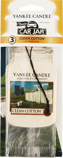WL01 Yankee Candle Yankee Candle Car Jar Classic Car Air Freshener, Clean Cotton (3-Pack)