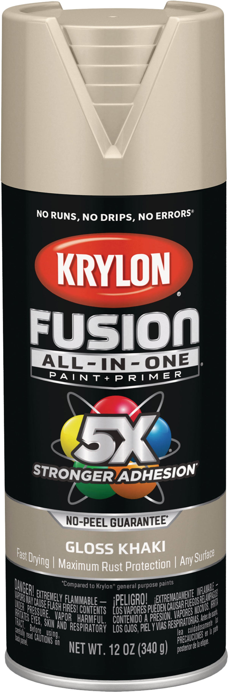 WL01 Krylon Krylon Fusion All-In-One Gloss Spray Paint & Primer, Khaki