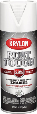WL01 Krylon Krylon Rust Tough 12 Oz. Semi-Gloss Alkyd Enamel Spray Paint, White
