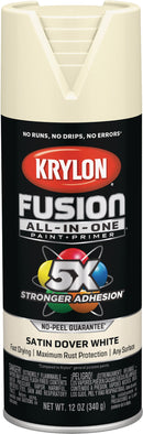 WL01 Krylon Krylon Fusion All-In-One Satin Spray Paint & Primer, Dover White