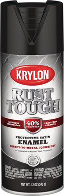 WL01 Krylon Krylon Rust Tough 12 Oz. Satin Alkyd Enamel Spray Paint, Black