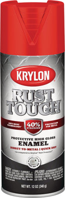 WL01 Krylon Krylon Rust Tough 12 Oz. Gloss Alkyd Enamel Spray Paint, Radiant Red/Safety Red