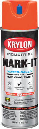 WL01 Krylon Krylon Mark-It 732108 Industrial WB Fluorescent Red Orange Inverted Marking Paint