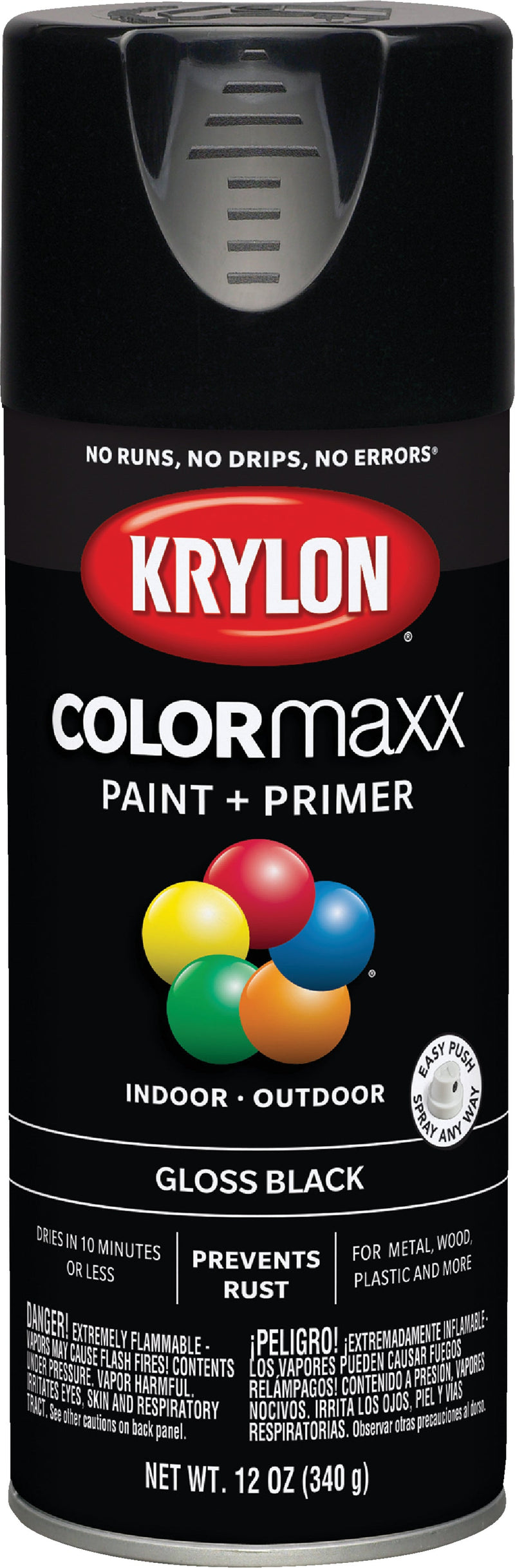 WL01 Krylon Krylon ColorMaxx12 Oz. Gloss Spray Paint, Black